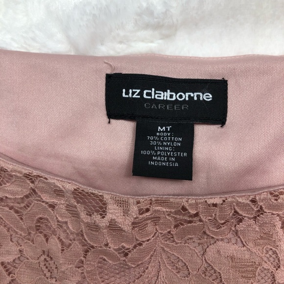 Liz Claiborne Blush Pink Lace Bell Sleeve Blouse size MT - Picture 9 of 11